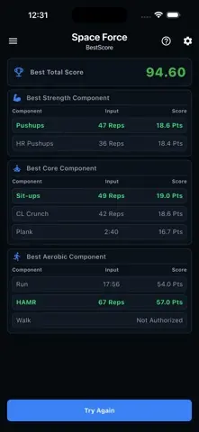 Air & Space Fitness Calculator 스크린샷 3