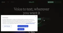 Blurt 받아쓰기 화면. 말한 내용이 정리된 문장으로 바뀌어 앱 창에 들어가는 모습이다.
