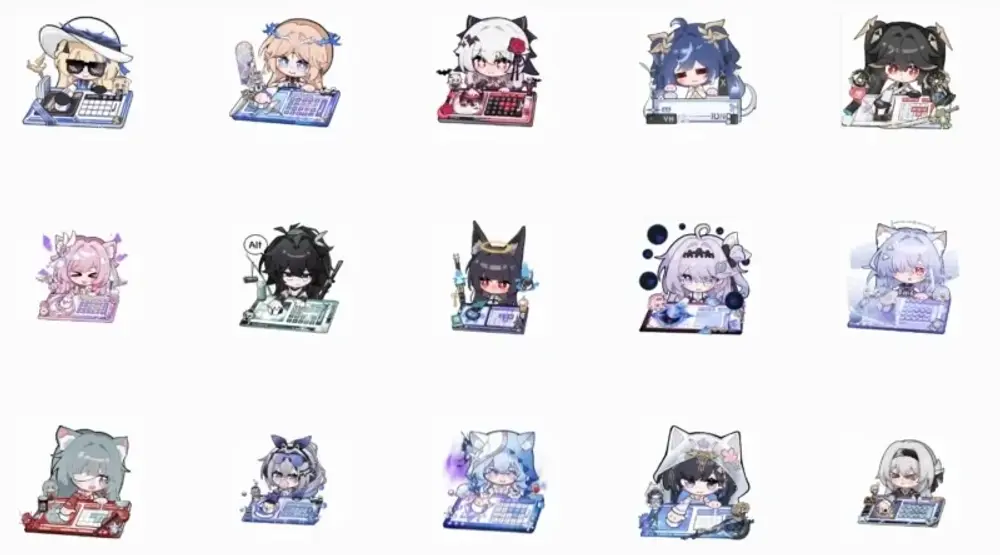 BongoCat 원형 메뉴 화면. 바다 배경 위 가운데에 키보드를 치는 캐릭터, 둘레에 설정·음악·모델 전환 아이콘과 Add Model 버튼.