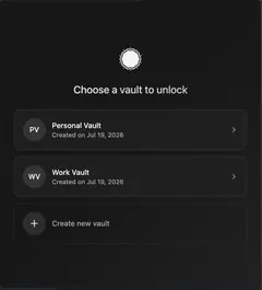 Bramble 확장의 Personal Vault 목록: 항목 1,100개, 필터와 검색, GitHub·1Password Business 항목