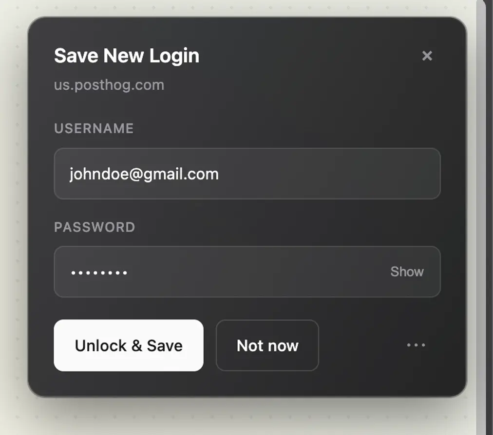 Bramble 확장의 Personal Vault 목록: 항목 1,100개, 필터와 검색, GitHub·1Password Business 항목