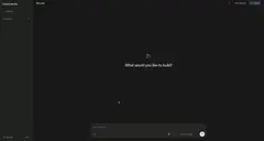 Chat On Steroids 새 대화 화면. 가운데에 What would you like to build? 문구, 아래에 모델 선택 입력창.