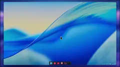 Edge-Drop 선반이 화면 가장자리에서 열린 모습 — 텍스트·이미지·파일 카드가 세로로 쌓여 있고 그중 하나를 다른 앱으로 끌어 놓는 장면