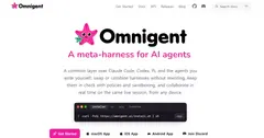 Omnigent 데스크톱 앱 — 새 세션을 시작하는 화면과, 고정·프로젝트별로 묶인 세션 목록 사이드바