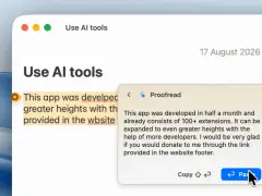 선택한 텍스트 위에 뜬 OpenClip 액션 바와 ⌥⌘C로 연 액션 검색 팔레트