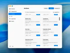선택한 텍스트 위에 뜬 OpenClip 액션 바와 ⌥⌘C로 연 액션 검색 팔레트