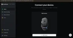 OpenMouse 웹 제어판 — 연결된 마우스의 정보와 DPI·폴링 레이트 설정 항목이 표시된 화면