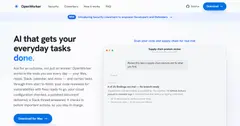 openworker.com 랜딩 페이지의 스크립트된 시연 패널(실제 앱 화면 캡처 아님): 보안 동료가 '25건 중 4건이 실제 문제 — 수정 브랜치 준비됨'을 요약하고, GitHub Actions를 커밋 SHA로 고정한 diff와 'Open PR security/pin-actions? · Leaves this Mac → GitHub' 승인 프롬프트를 보이는 화면
