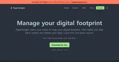 The Paperweight dashboard: 6,233 synced messages, 9 mailing lists, 331 accounts and a daily-email chart.