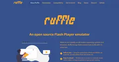 The Ruffle web demo: a file picker bar at the top and the Flash-built Ruffle logo animation playing in the middle.