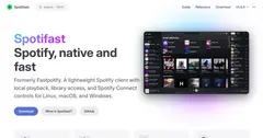 Spotifast 홈 화면: 왼쪽 라이브러리에 플레이리스트 목록, 가운데 'Good afternoon' 바로가기와 Made for you·Recently played 선반, 오른쪽 Queue 패널의 Now playing·Next up, 아래 재생 바