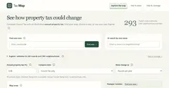 The Tax Map: a map of England and a Leicester comparison showing an estimated £741 decrease.