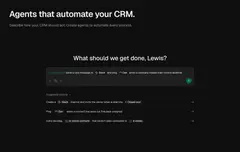 회사 목록과 한 계정의 Agent 탭이 열린 Comp AI CRM 화면