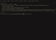 A terminal running txcript: the install finishes, then a continue command carries a session into another agent.