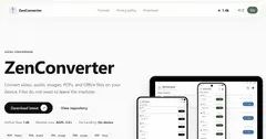 ZenConverter 앱 화면 — 변환 대기열에 파일별 대상 형식과 진행률이 표시된 Material 3 UI